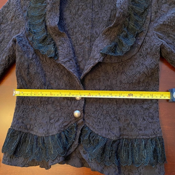 Vintage Style Jacket - Gothic Lace Blazer, Black, Victorian Steampunk Ruffle - Picture 12 of 12